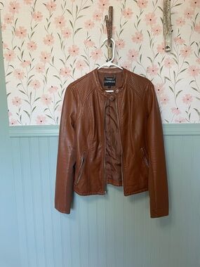 Express Women’s Brown Leather Moto Jacket